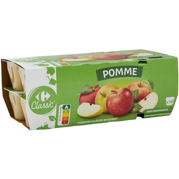 Carrefour Light Apple Compote 16x100g