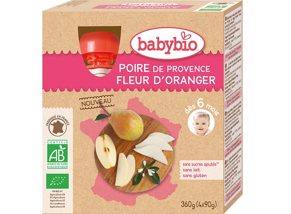 Babybio Organic Provence Pear Orange Blossom for Babies 4x90g