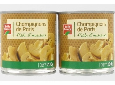 Belle France Chopped Button Mushrooms - Pack 2x200g