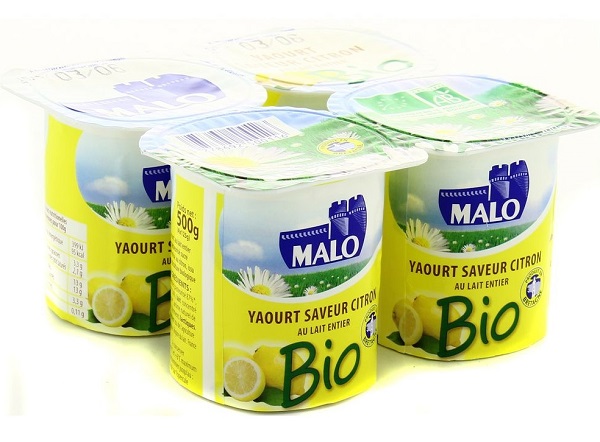 Malo ORGANIC yogurt with lemon flavor and whole milk 4x125g