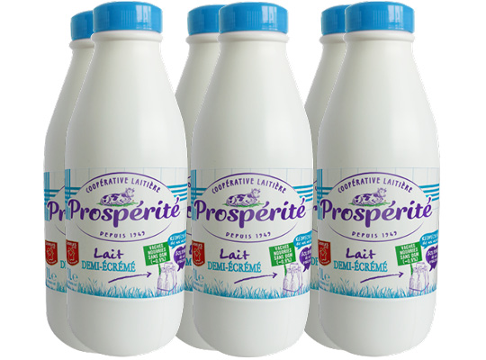 Prosp&eacute;rit&eacute; Fermi&egrave;re UHT Semi-skimmed Milk 6x1l