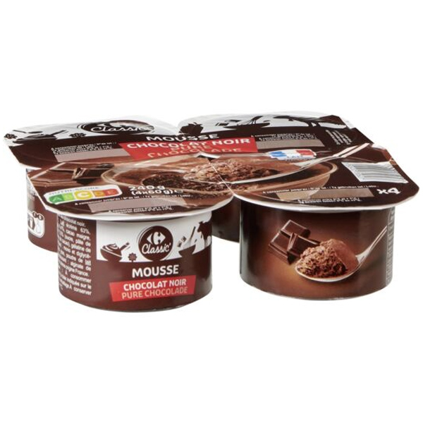 Carrefour Mousses au chocolat noir 4x60g