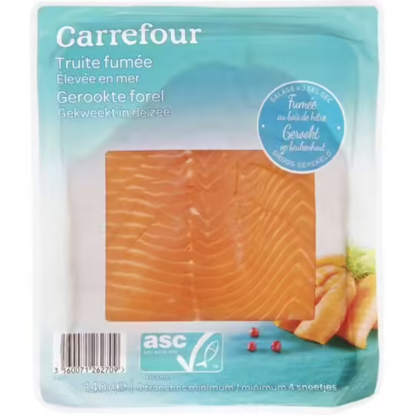 Carrefour Truite fumée ASC 140g 4 tranches