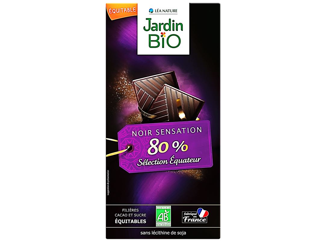 Jardin Bio Chocolat noir sensation 80% cacao bio 100g