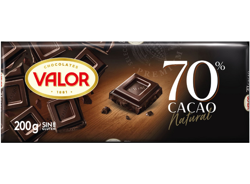 Valor Tableta de chocolate negro 70% Tablette de chocolat noir 70% 200g